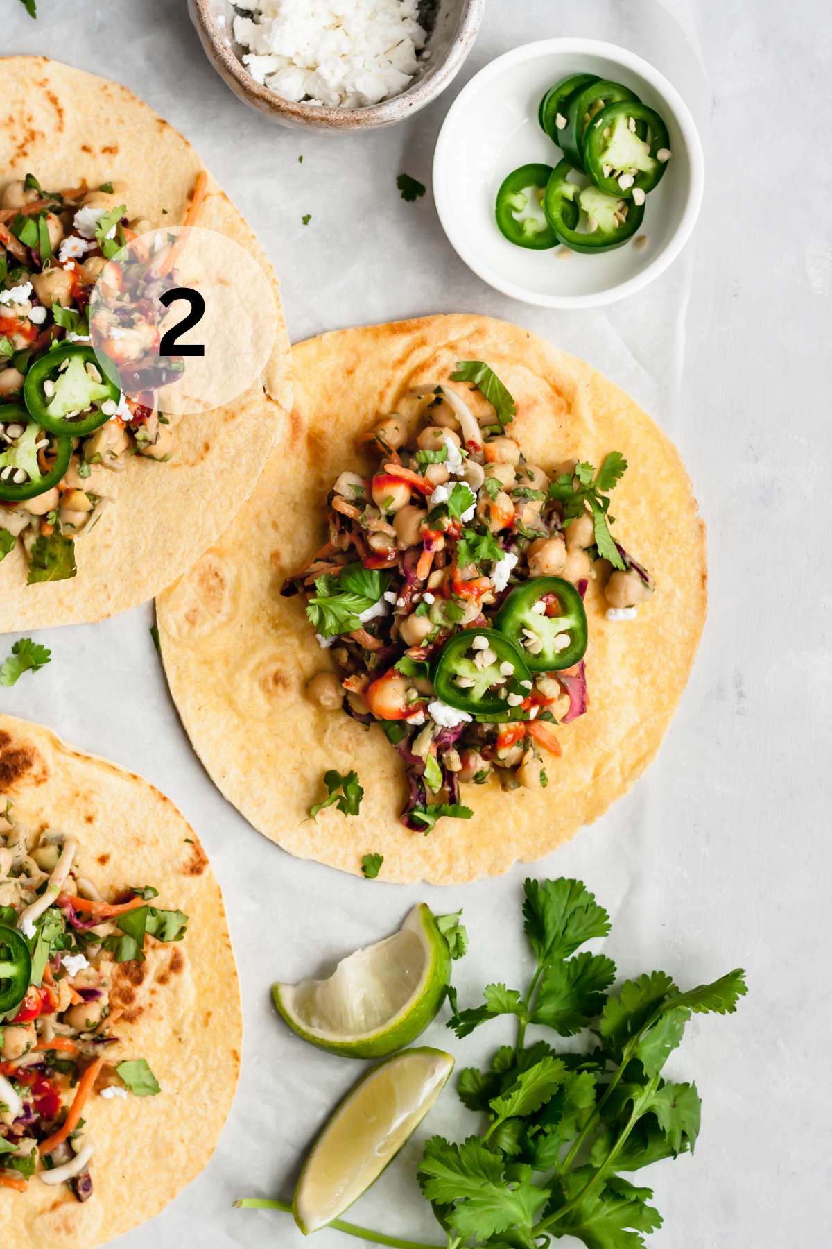 Tortilla filled with a chickpea avocado mixture.
