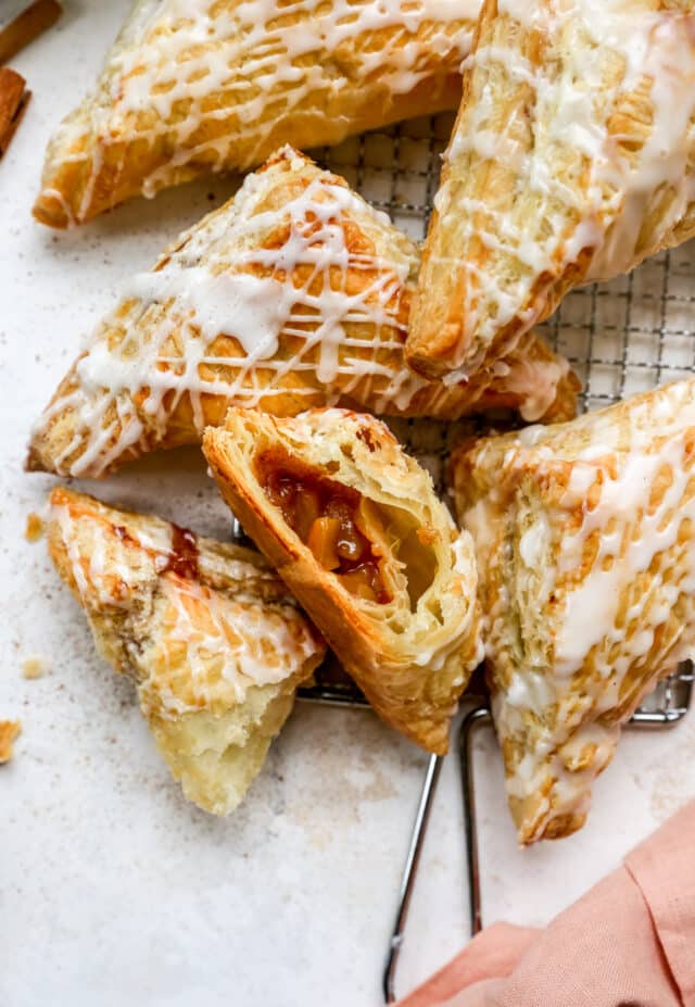 apple turnovers drizzled with glaze 