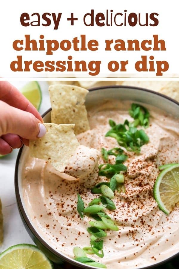 hand dipping chipotle ranch dressing