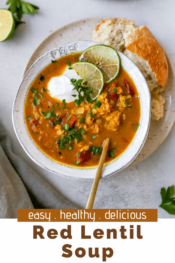 Red Lentil Soup served with crusty bread