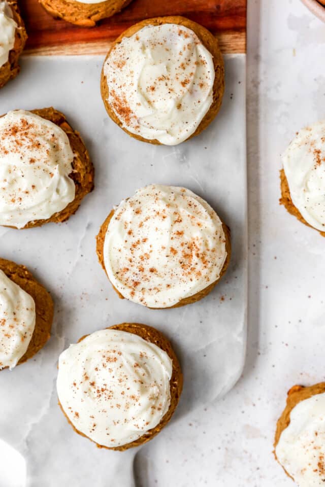 pumpkin cake cookies with cream cheese frosting