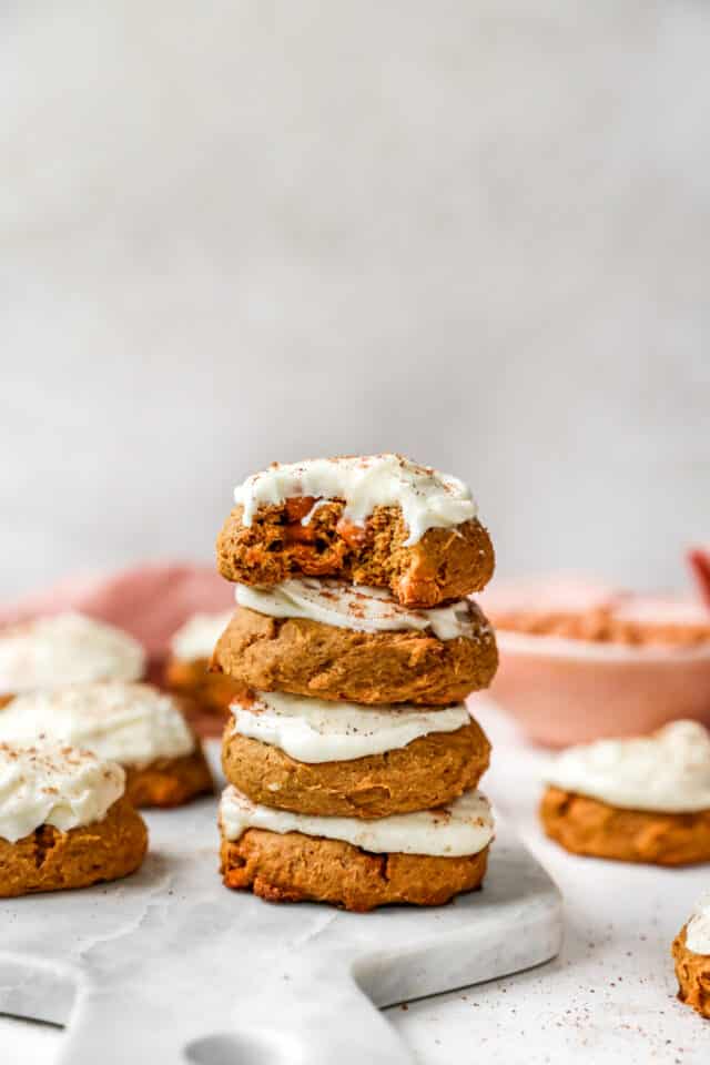 stacked cake mix cookies with icing 