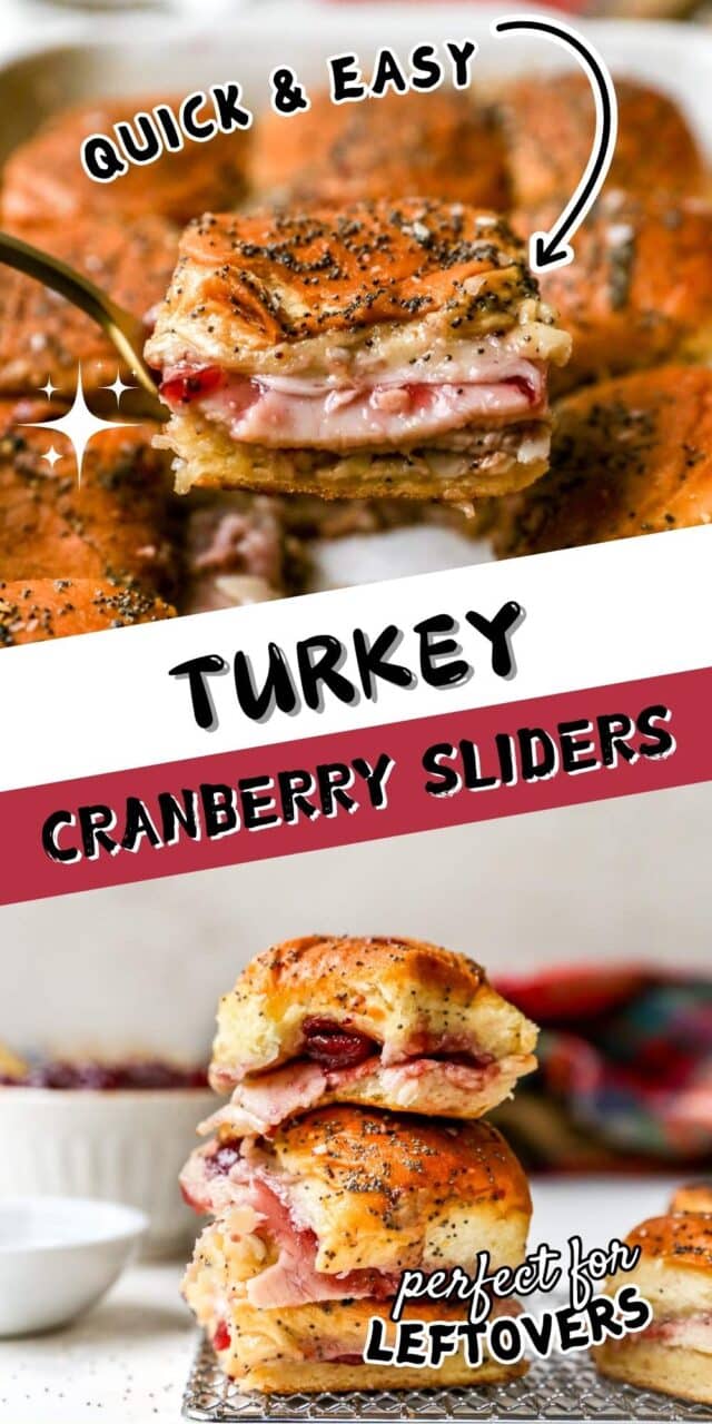 Pinterest image for turkey cranberry sliders.