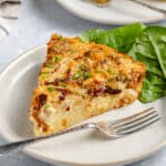 slice of crustless quiche on a plate