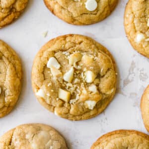thick and chewy white chocolate macadamia nut cookie