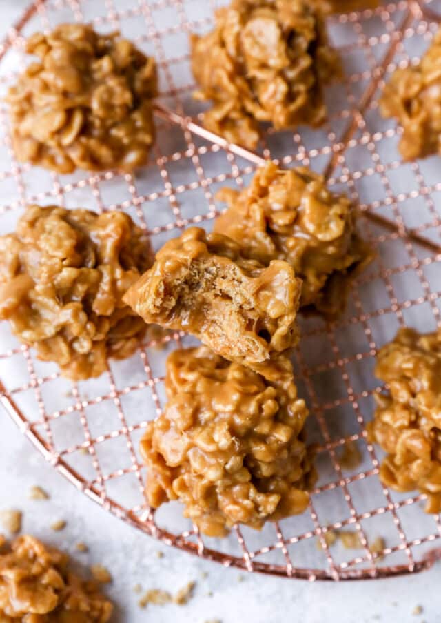 cornflake cookies on a wire cooling rack