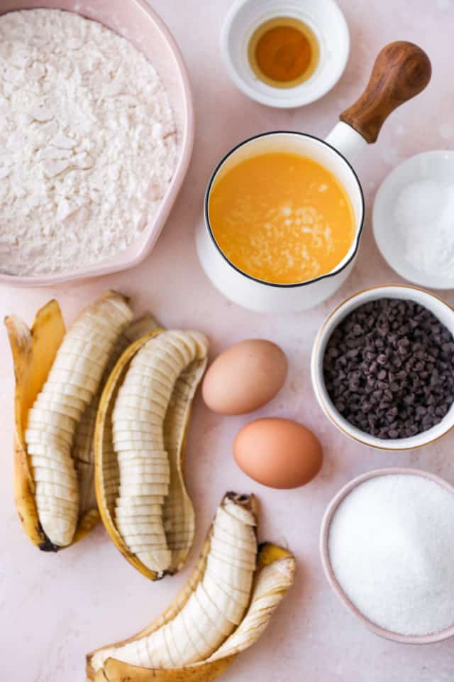 ingredients for chocolate banana muffins