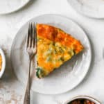 serving of sweet potato quiche on a small white plate