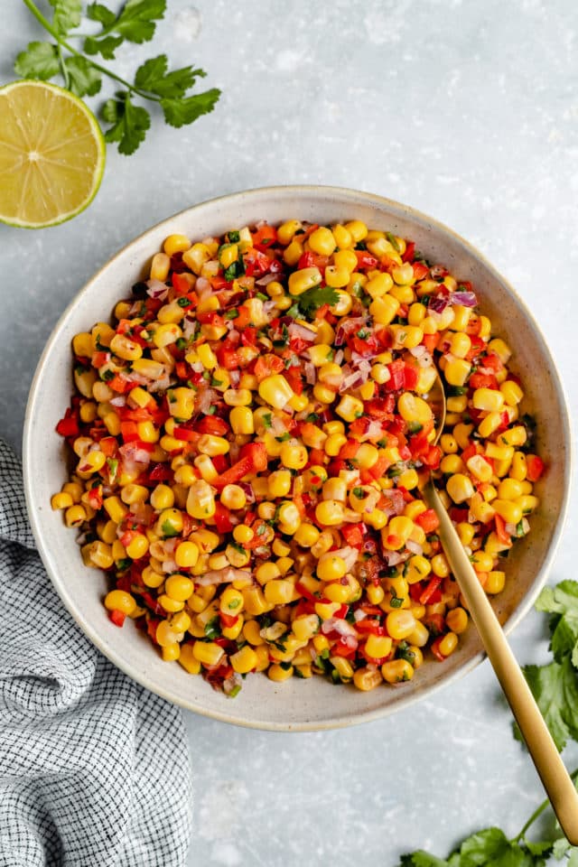 bowl filled with corn salsa