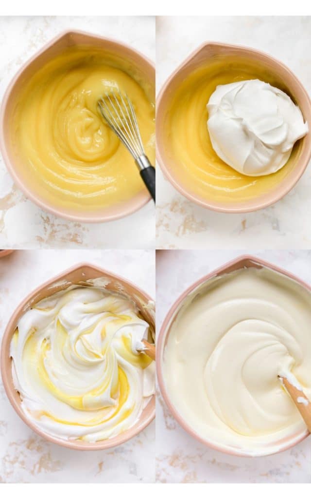 mixing together vanilla pudding with cool whip