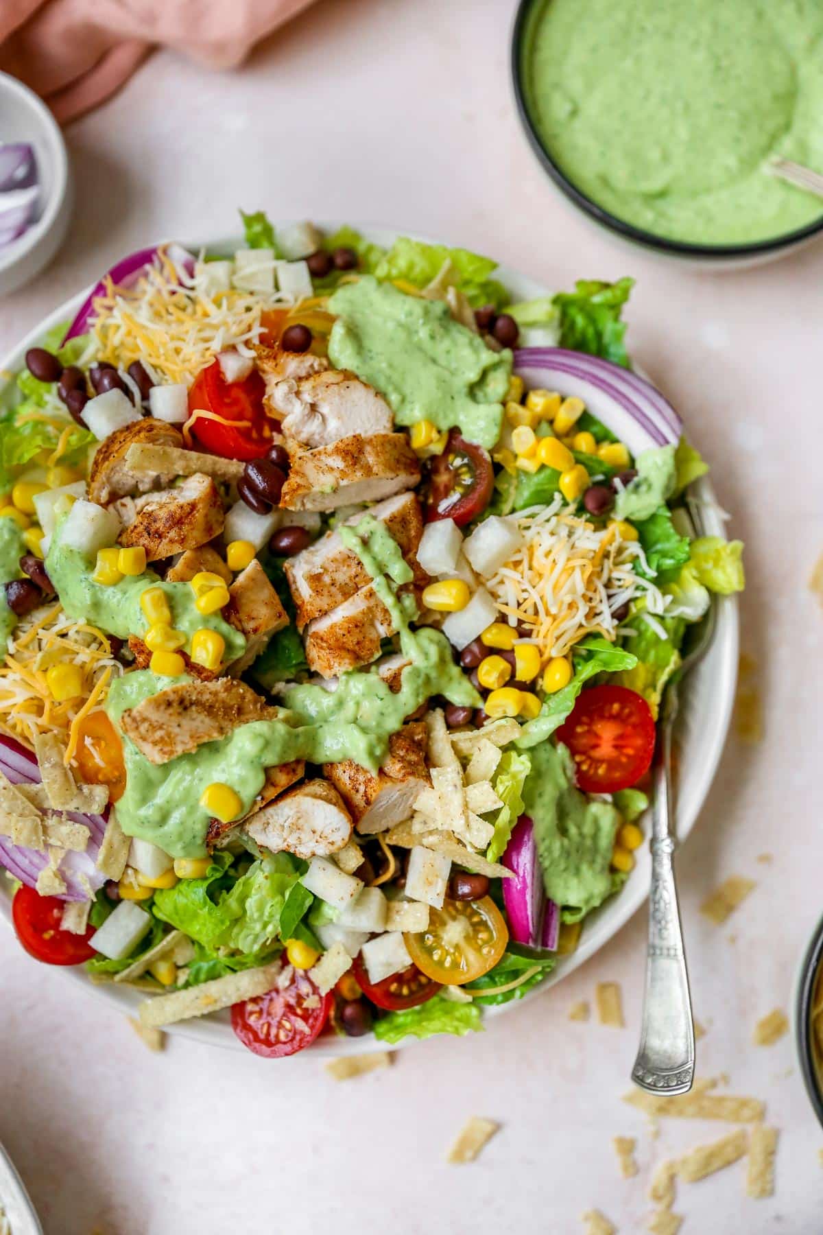 southwest salad with avocado dressing