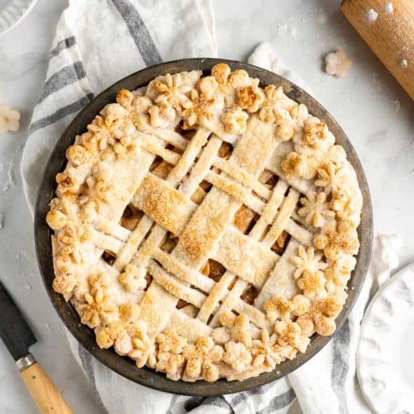 homemade apple pie with lattice pie crust