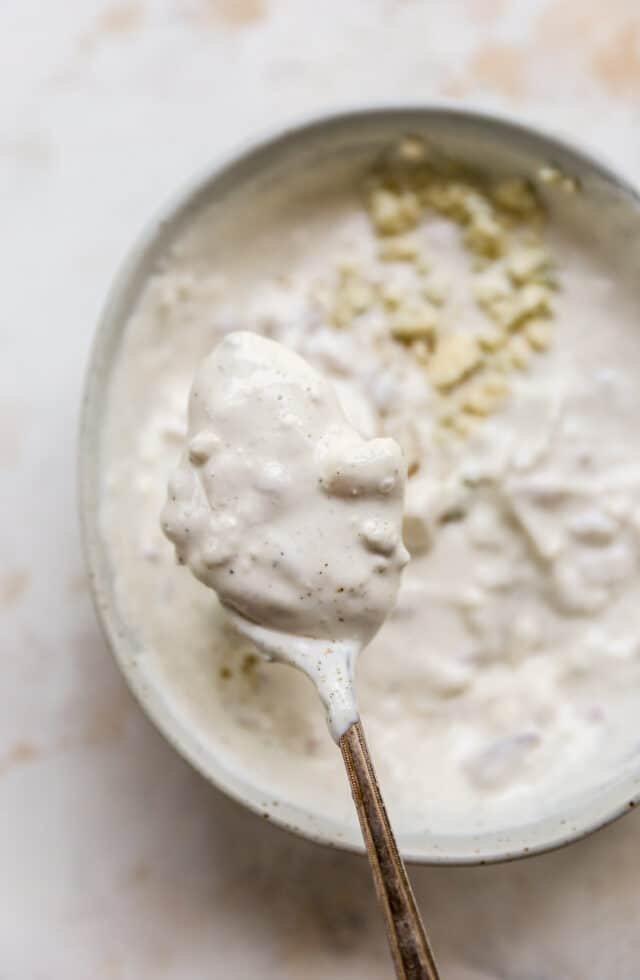 spoonful of blue cheese dressing