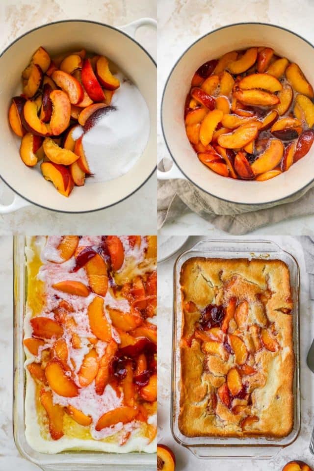 showing how to boil peaches for peach cobbler