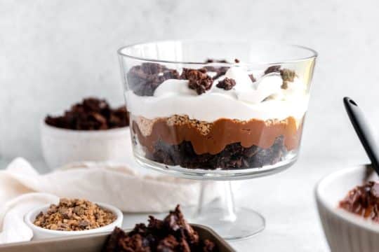layered dessert served in a trifle bowl