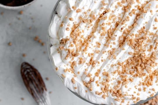 toffee bits sprinkled on Cool Whip
