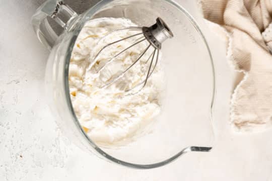 whipped heavy cream in a mixer