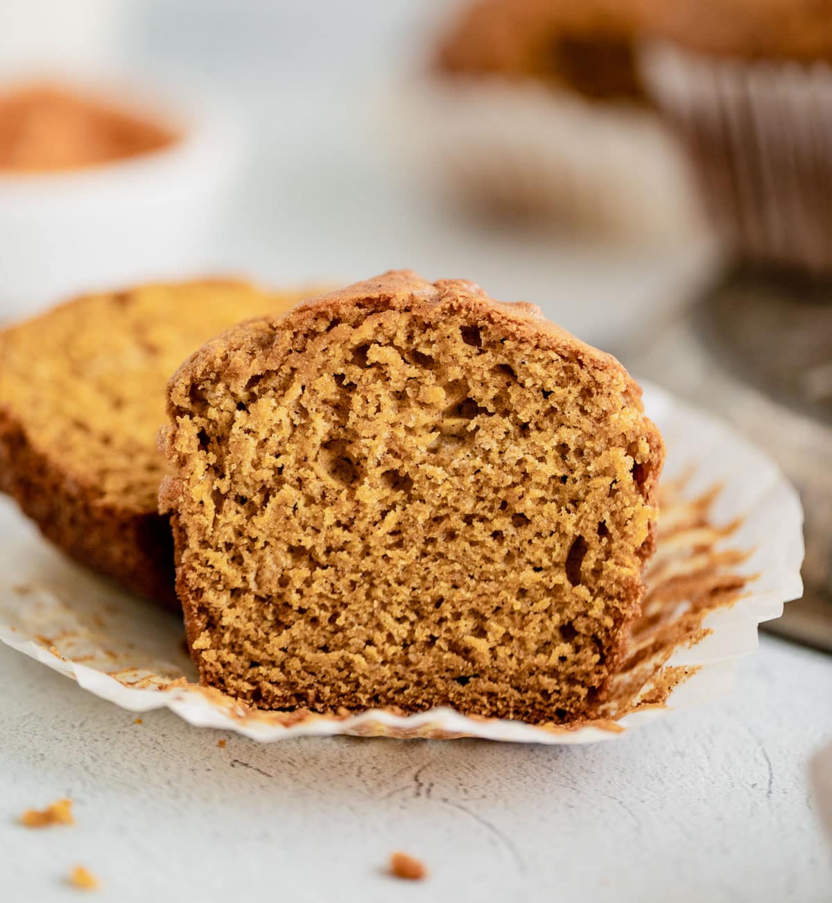 pumpkin muffin cut in half