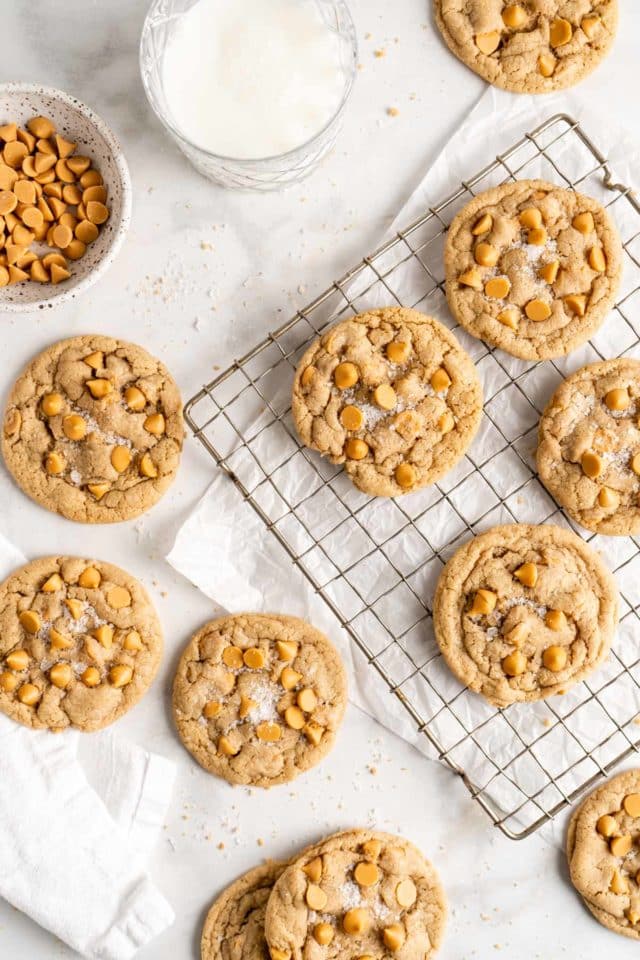 butterscotch cookies topped with flaky sea salt