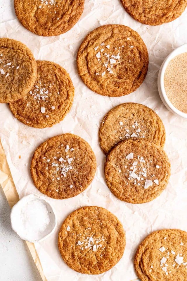 baked cinnamon cookies topped with sea salt