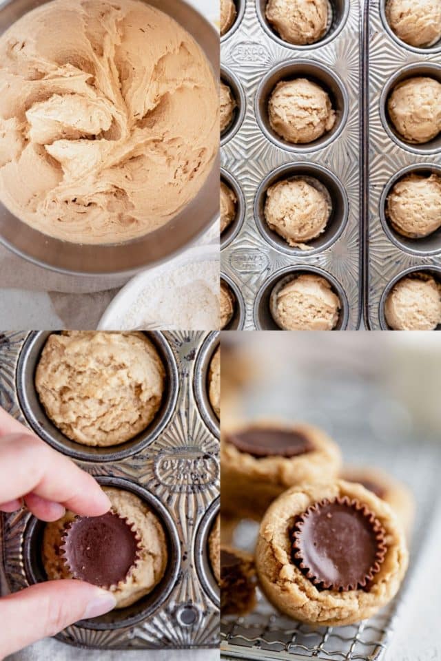 showing how to make peanut butter cup cookies