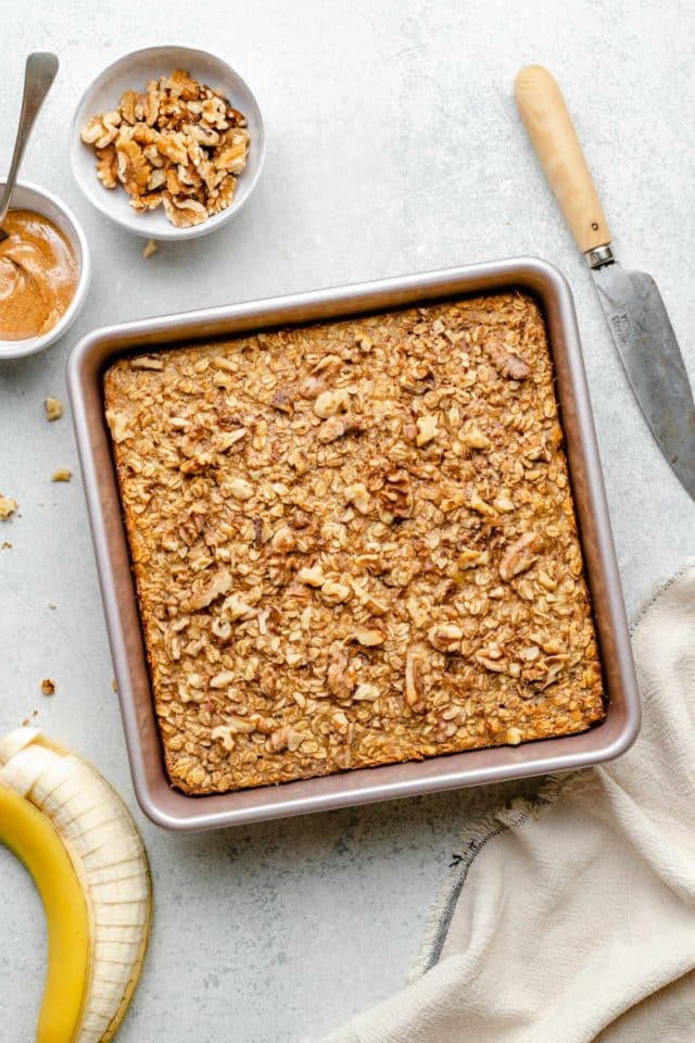 baked oatmeal in a square pan