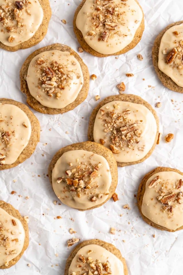 glazed banana cookies topped with chopped nuts