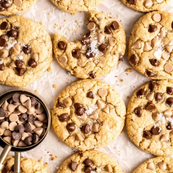 caramel cookies with chocolate chips and caramel chips