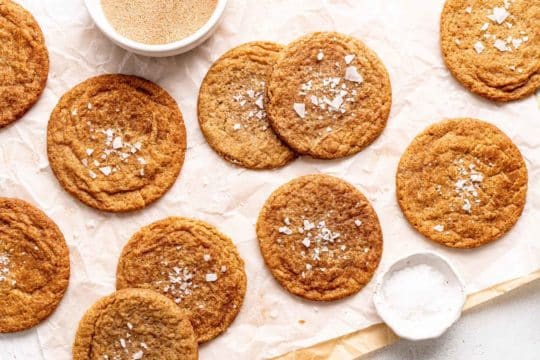 baked cinnamon cookies topped with sea salt