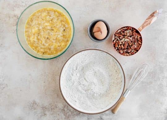 ingredients needed to make banana nut muffins