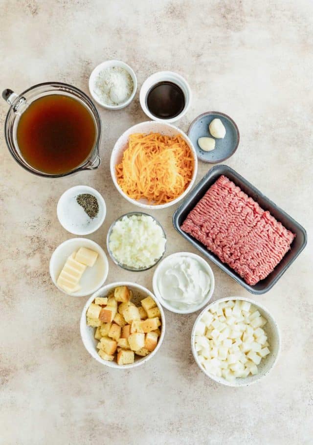 ingredients needed for cheeseburger soup