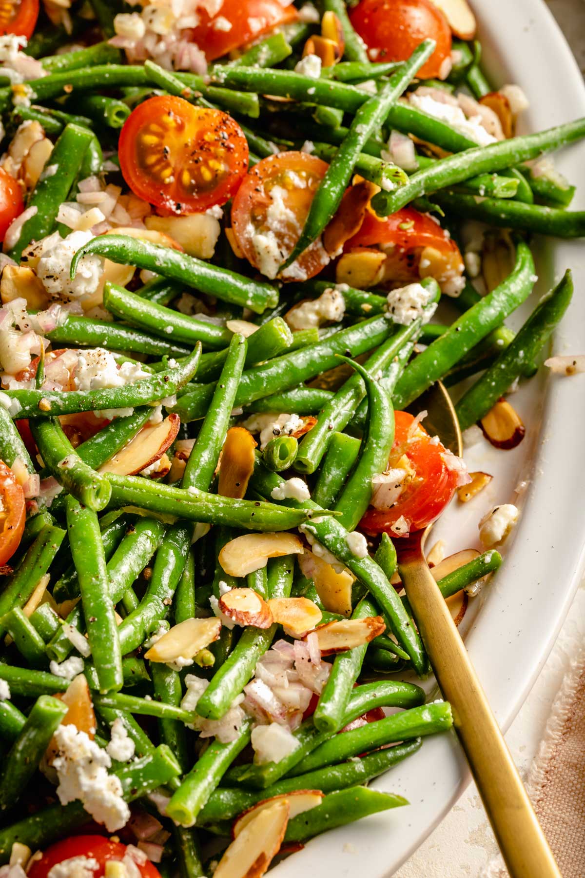 green beans tossed with a homemade vinaigrette