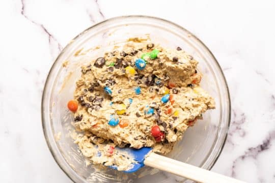 combining M&M's in cookie dough
