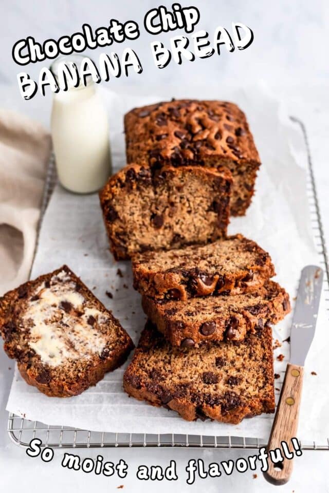 Pinterest image for chocolate chip banana bread.