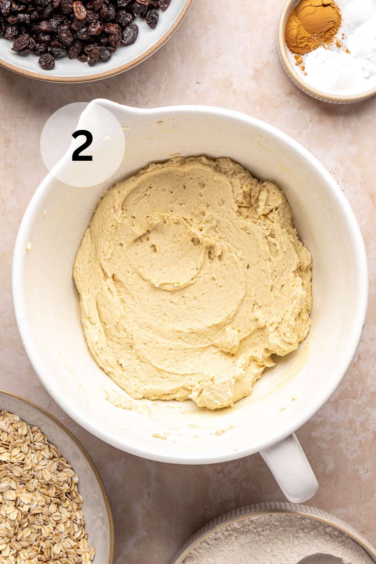 Wet ingredients creamed together in a large bowl.