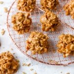 Cornflake cookies on a wire rack.