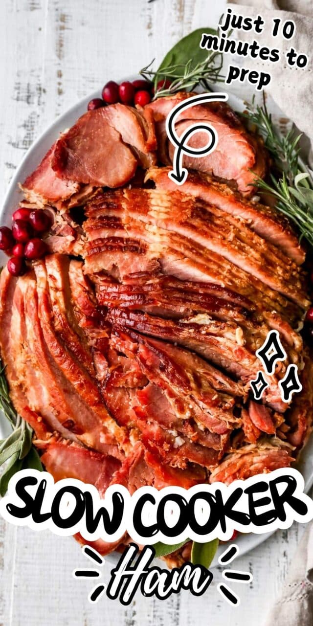 Pinterest image for slow cooker ham.