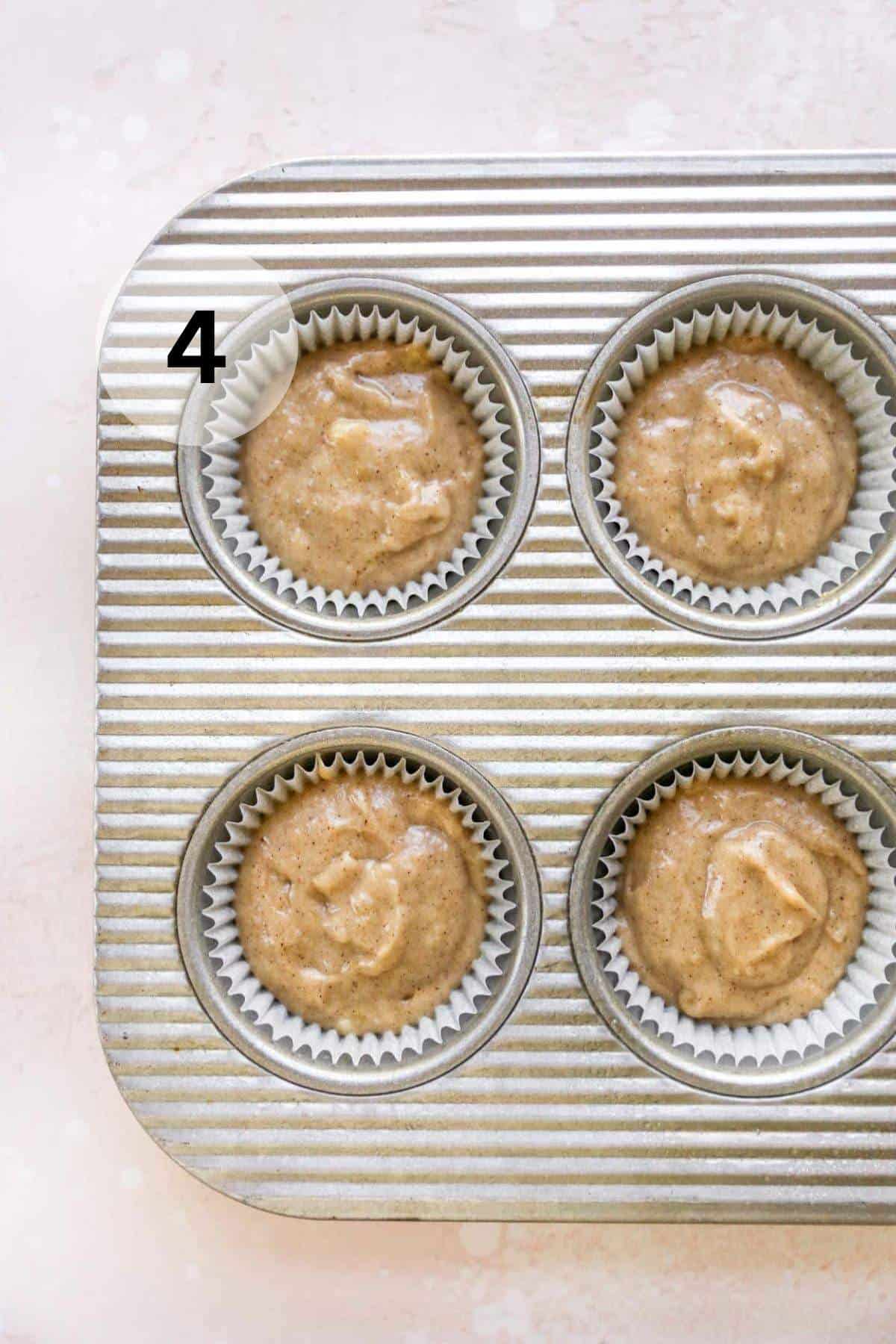 Batter in a muffin pan.