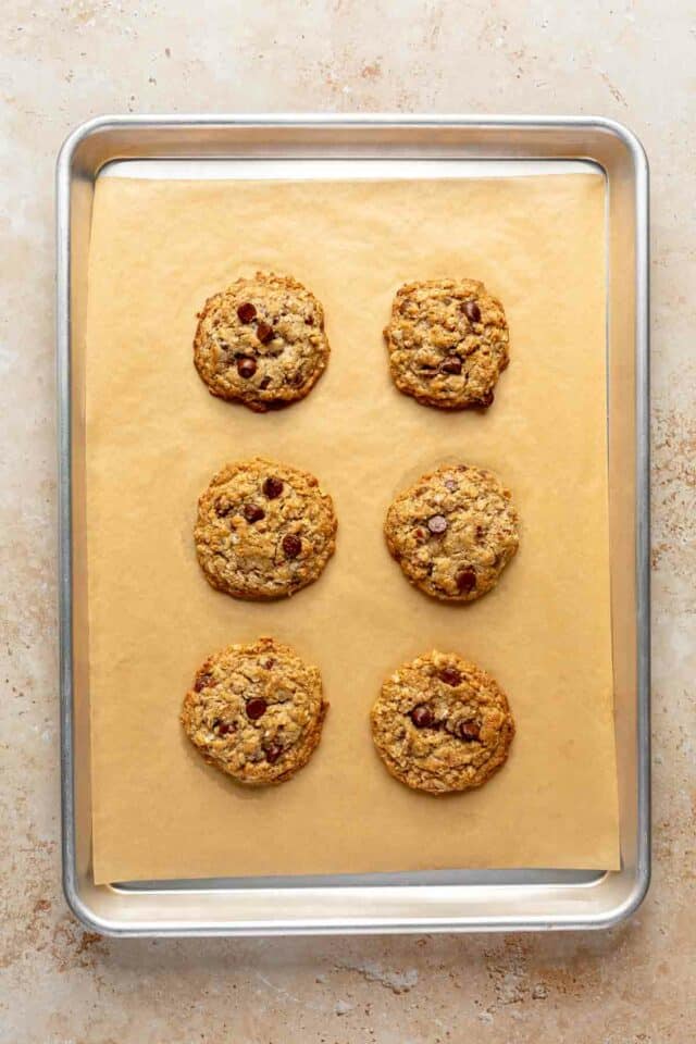 Baked cookies on a pan.
