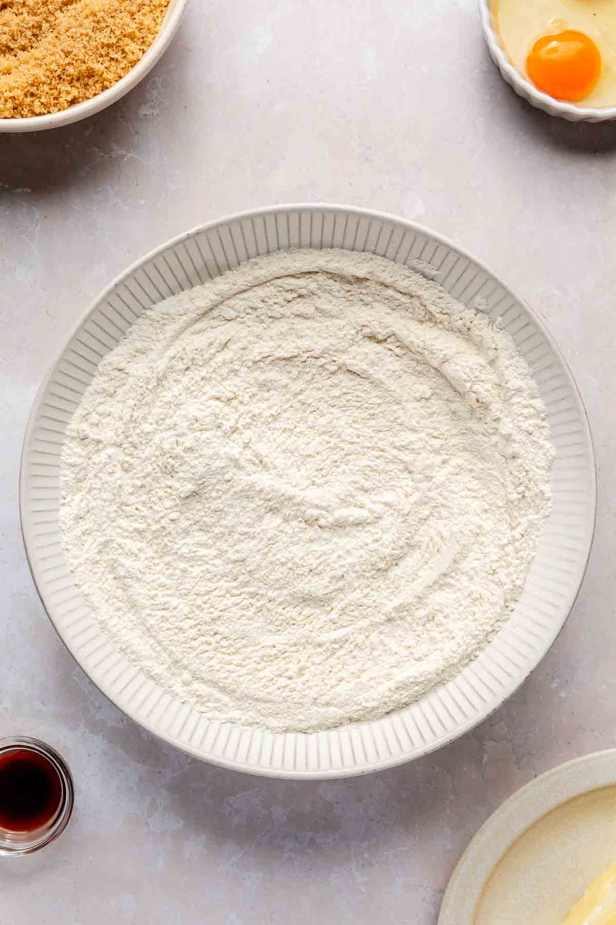Flour mixture in a large bowl.