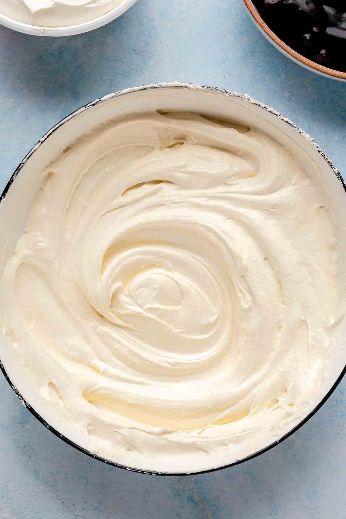 Cream cheese whipped with lemon juice, vanilla, sugar and Cool Whip.