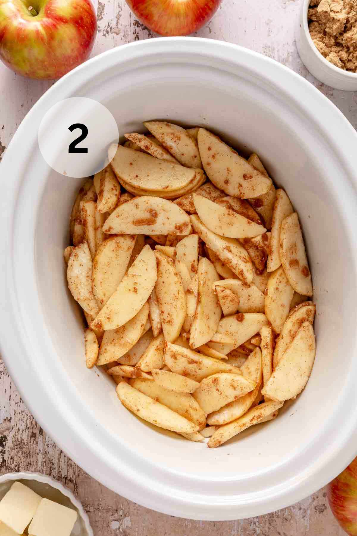 Cinnamon apples in a slow cooker.