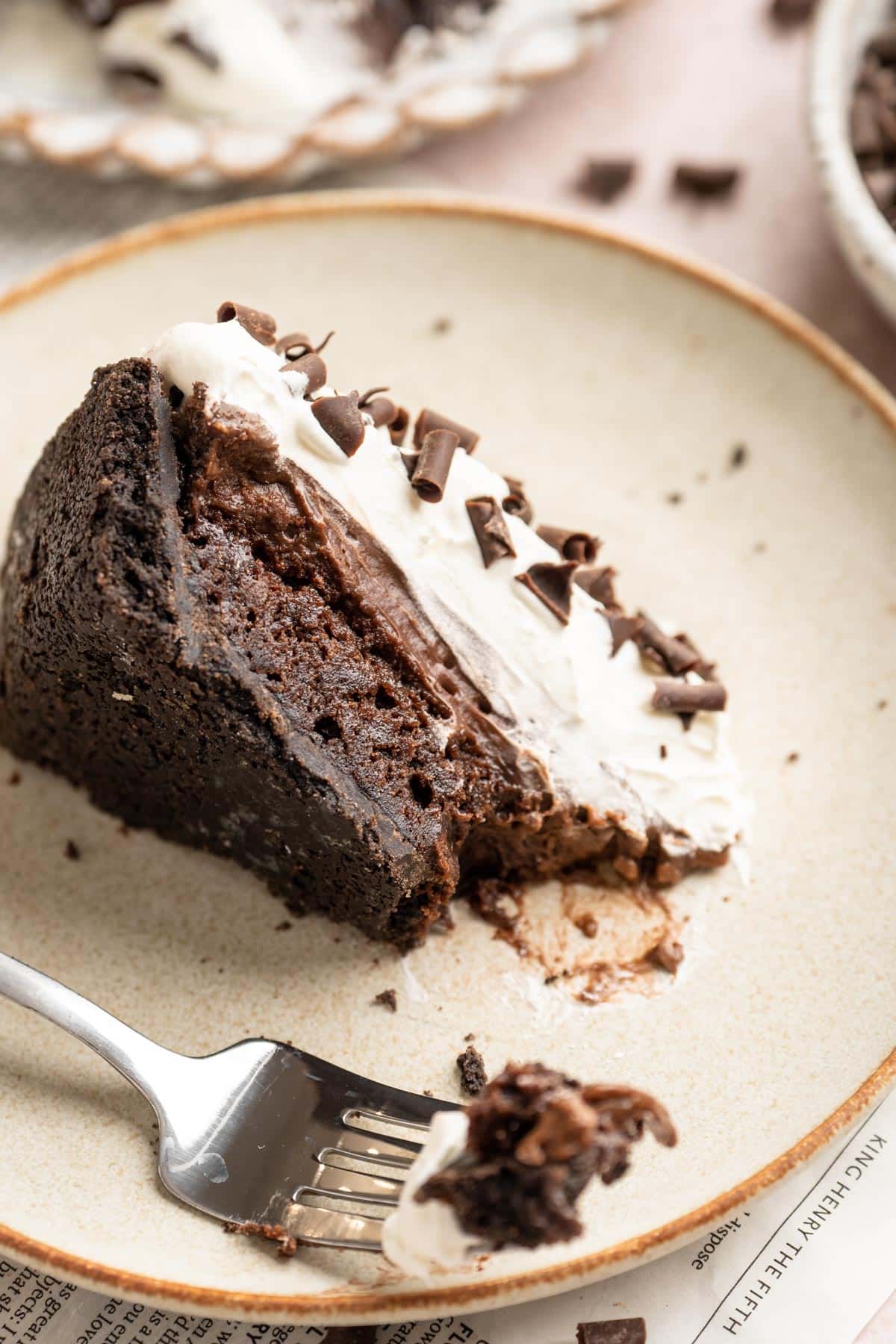 Slice of Mississippi Mud Pie on a plate.