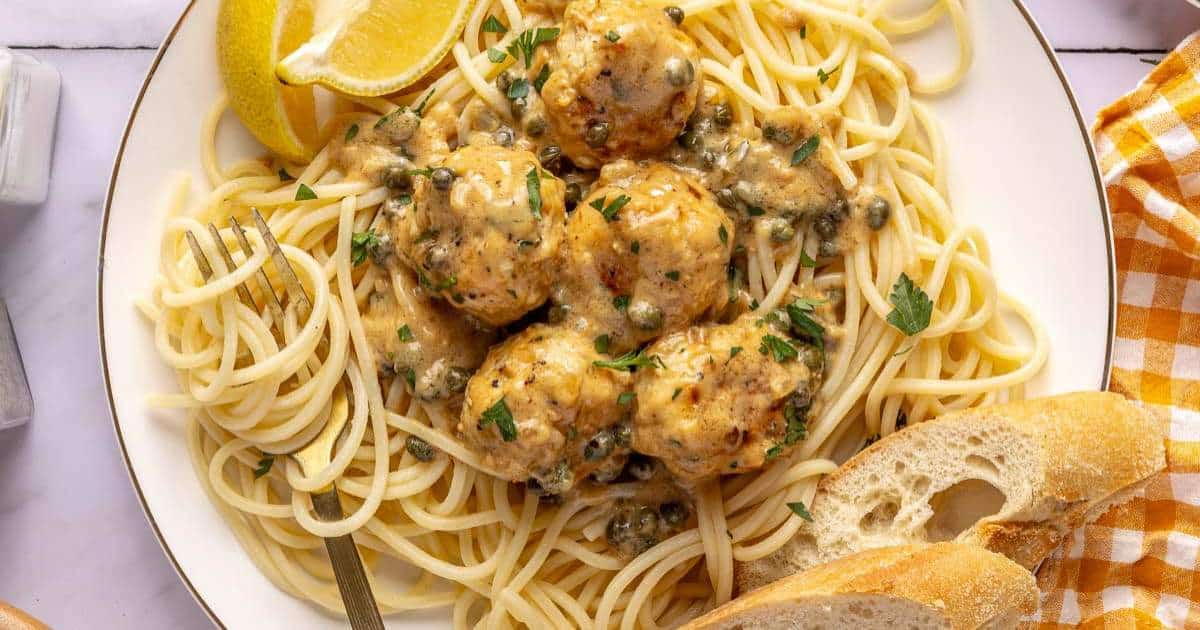 Chicken Piccata Meatballs - Kim's Cravings