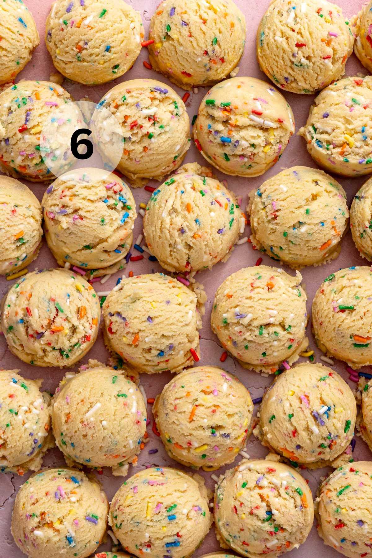 Sprinkle cookie dough balls.