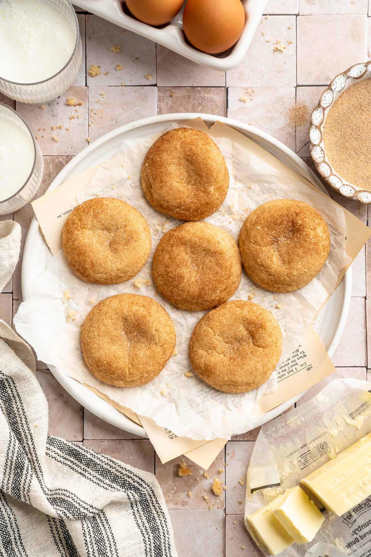 Small batch snickerdoodles on a plate.