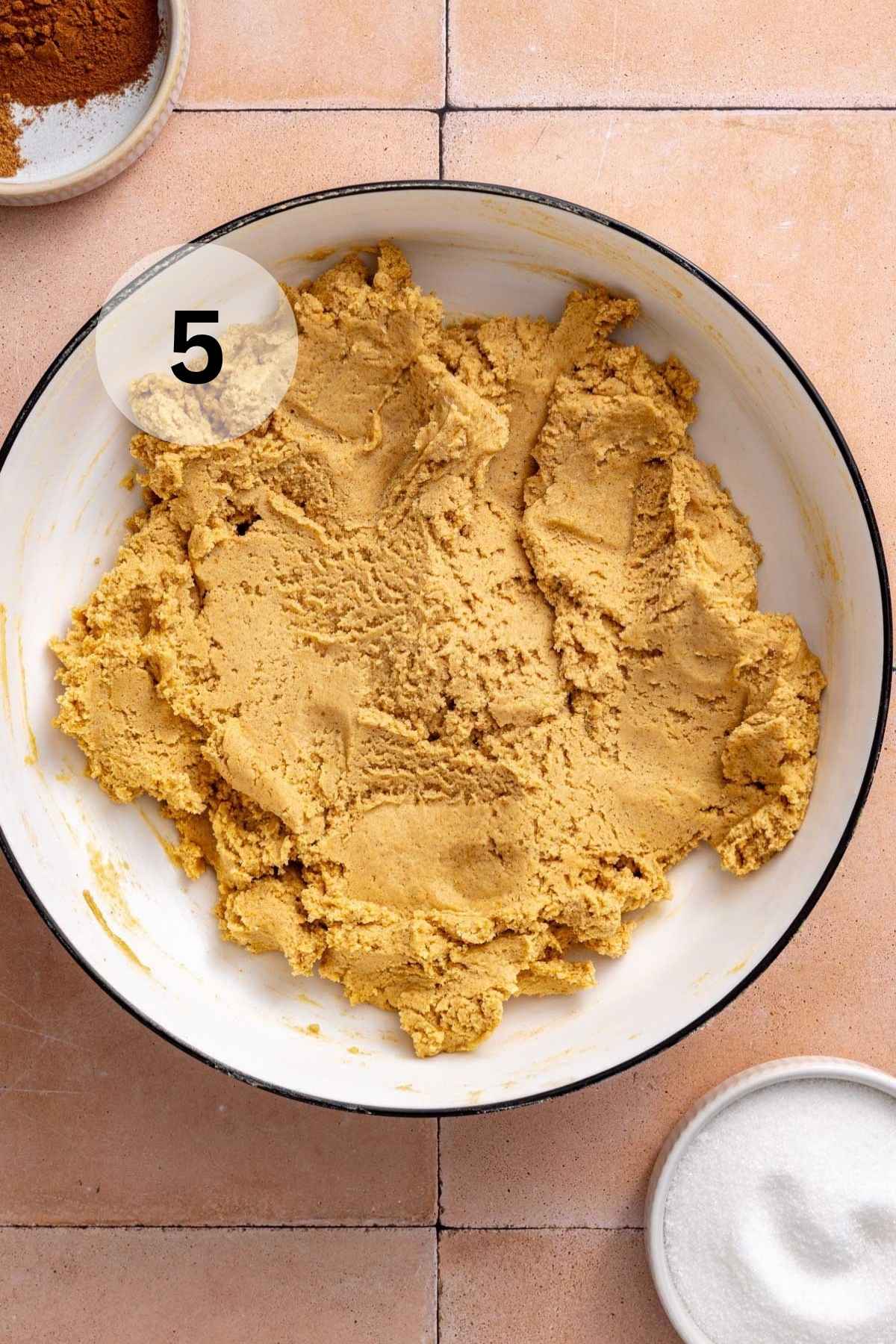 Snickerdoodle cookie dough in a large bowl.